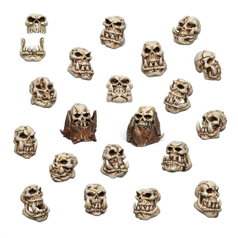 3D Printed Ork Skulls Set | 3D štampane ork lobanje (21 kom, 1:48 razmera)