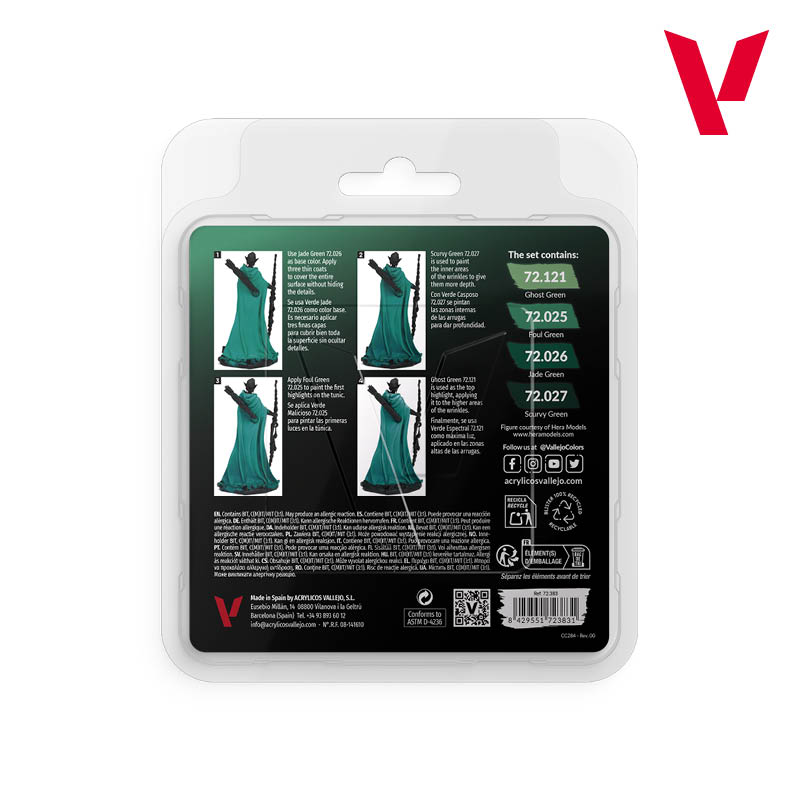 Vallejo Cold Green Color Set - Game Color Set (4 Boja x 18ml) 72383 - back