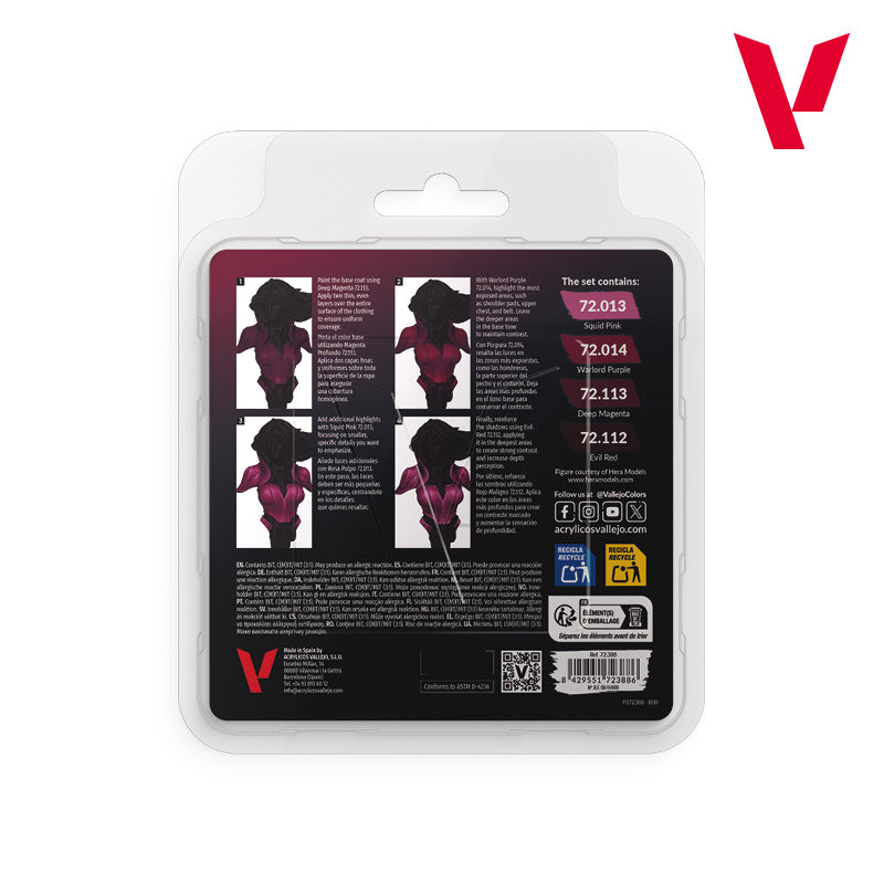Vallejo Magenta Color Set - Game Color Set (4 Boja x 18ml) 72388 - back