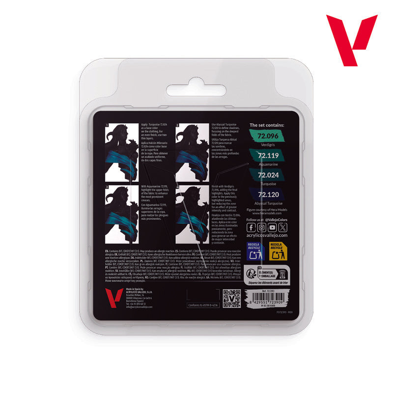 Vallejo Turquoise Color Set - Game Color Set (4 Boja x 18ml) 72390 - back