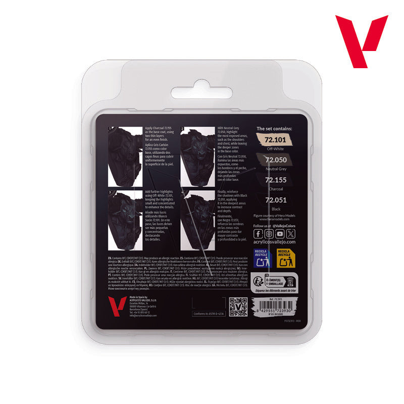 Vallejo Black Color Set - Game Color Set (4 Boja x 18ml) 72393 - back