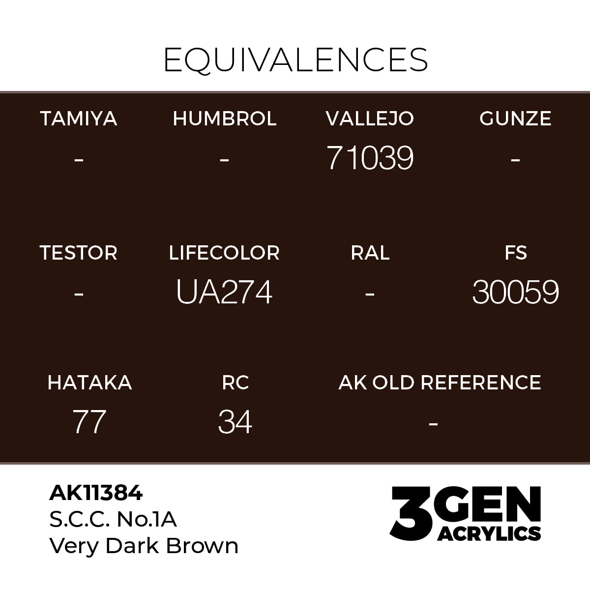 AK Interactive S.C.C. No.1A Very Dark Brown 17ml - 3rd Gen Akrilna Boja AK11384
