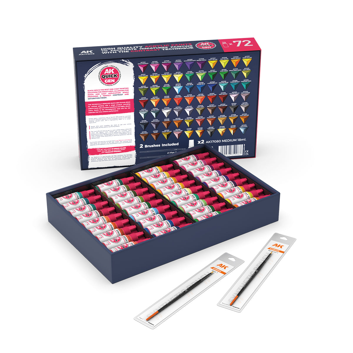 AK Interactive Quick Paint Set - 72 Quick Gen Boje (+2 Medium 18ml +2 Četkice) AK17602