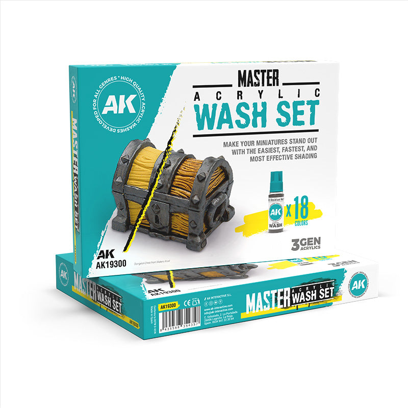 AK Interactive Master Acrylic Wash Set 18 Wash x 18ml AK19300, wash za senčenje figura i maketa, slika 3