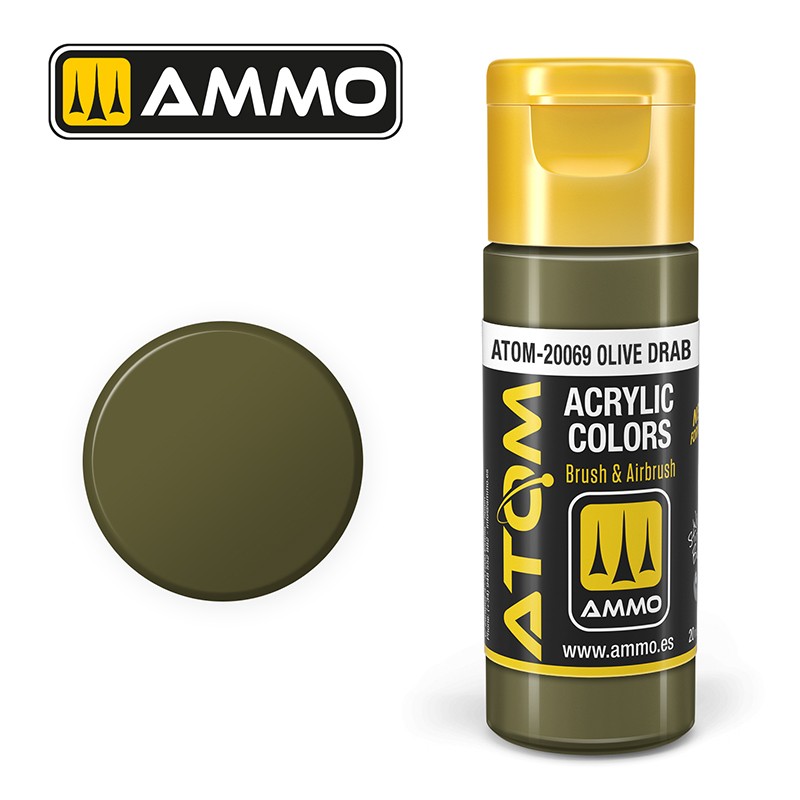 Ammo ATOM Color Olive Drab FS34087 akrilna boja za makete
Maslinasto zelena vojna boja za modelarstvo