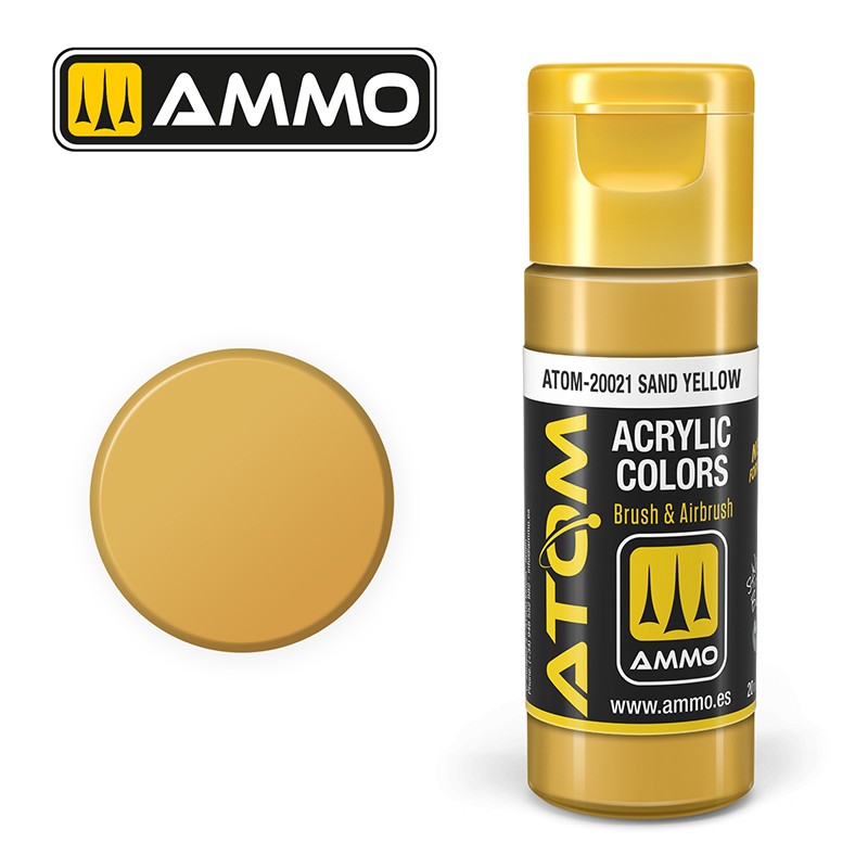 Ammo ATOM Color Sand Yellow FS33637 akrilna boja za makete
Peščano žuta boja za modelarstvo