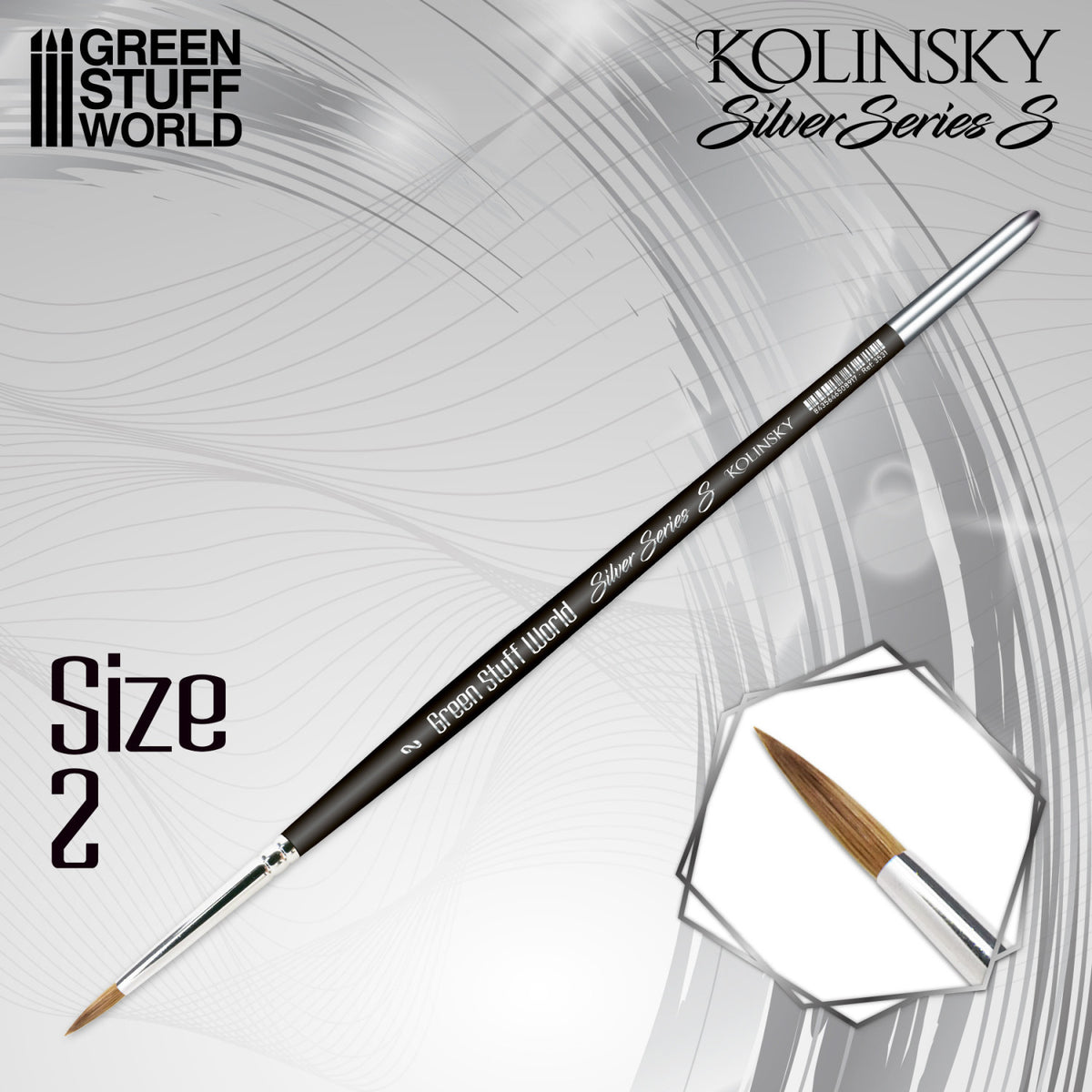 Kolinsky Brush SILVER SERIES (S) - Size 2 | Četkica za Minijature