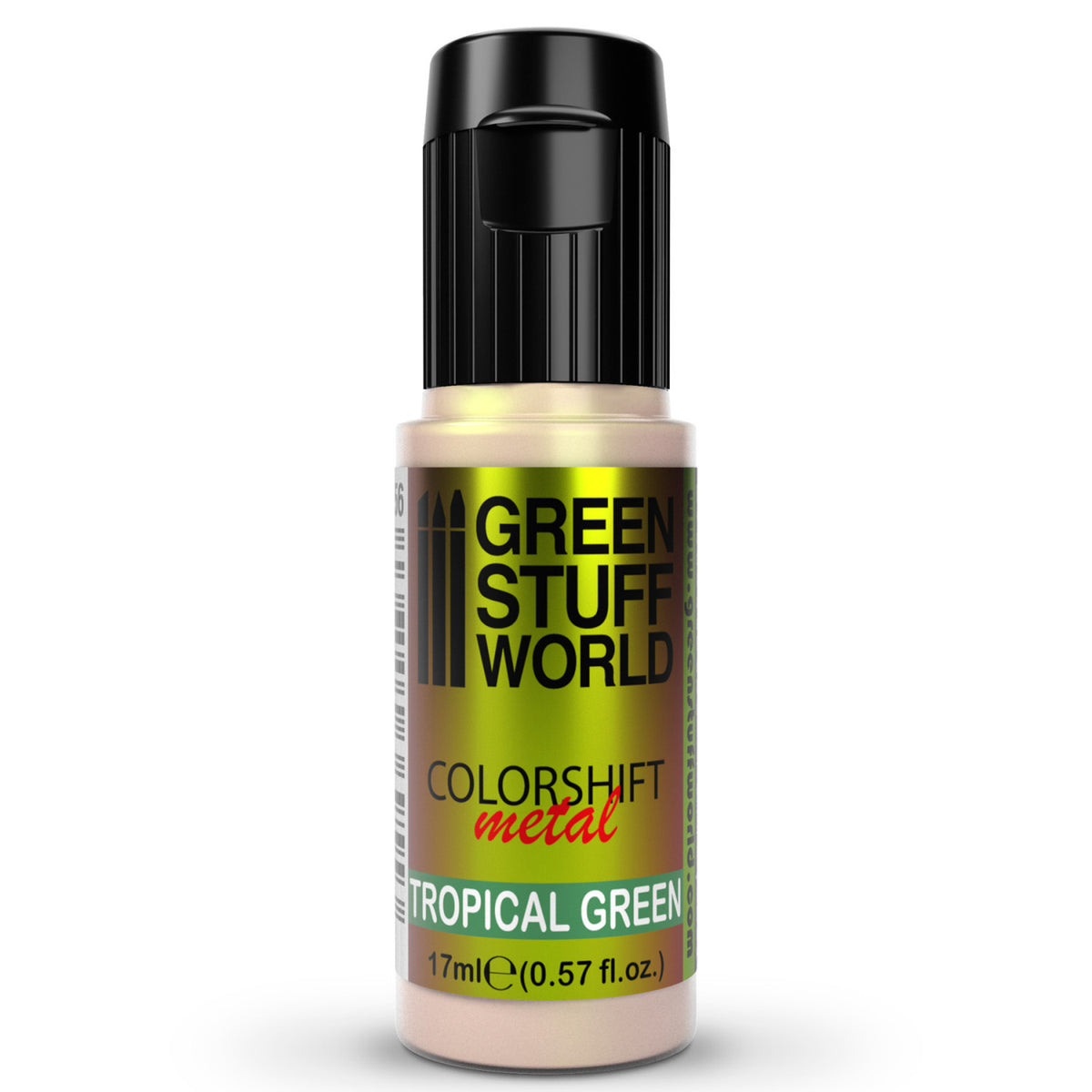 Tropical Green metalik boja – prikaz bočice i preliva zelenih nijansi pod svetlom