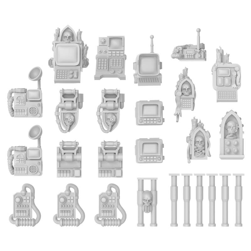 Computer Terminals with Skulls Set | 3D štampani terminali sa lobanjama (26 kom, 1:48 razmera)
