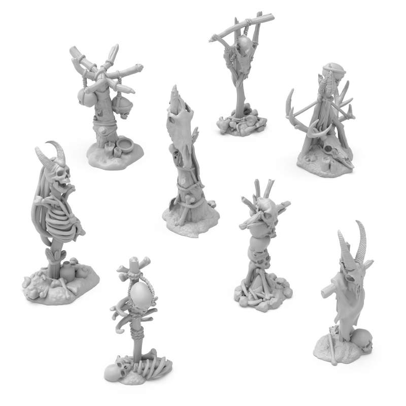 Demonic Skull Totems Set | 3D štampani totemi od lobanja (8 kom, 1:48-1:35 razmera)