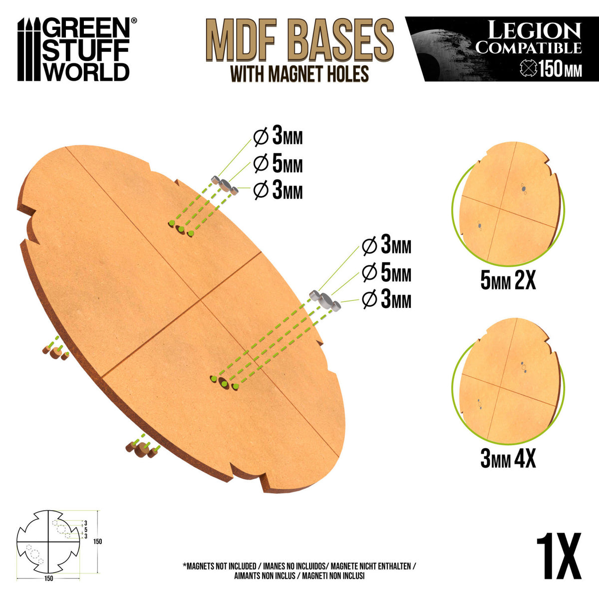 MDF Round Base 150mm - Pack x1 LEGION (3mm) | Postolje za Minijature 150mm