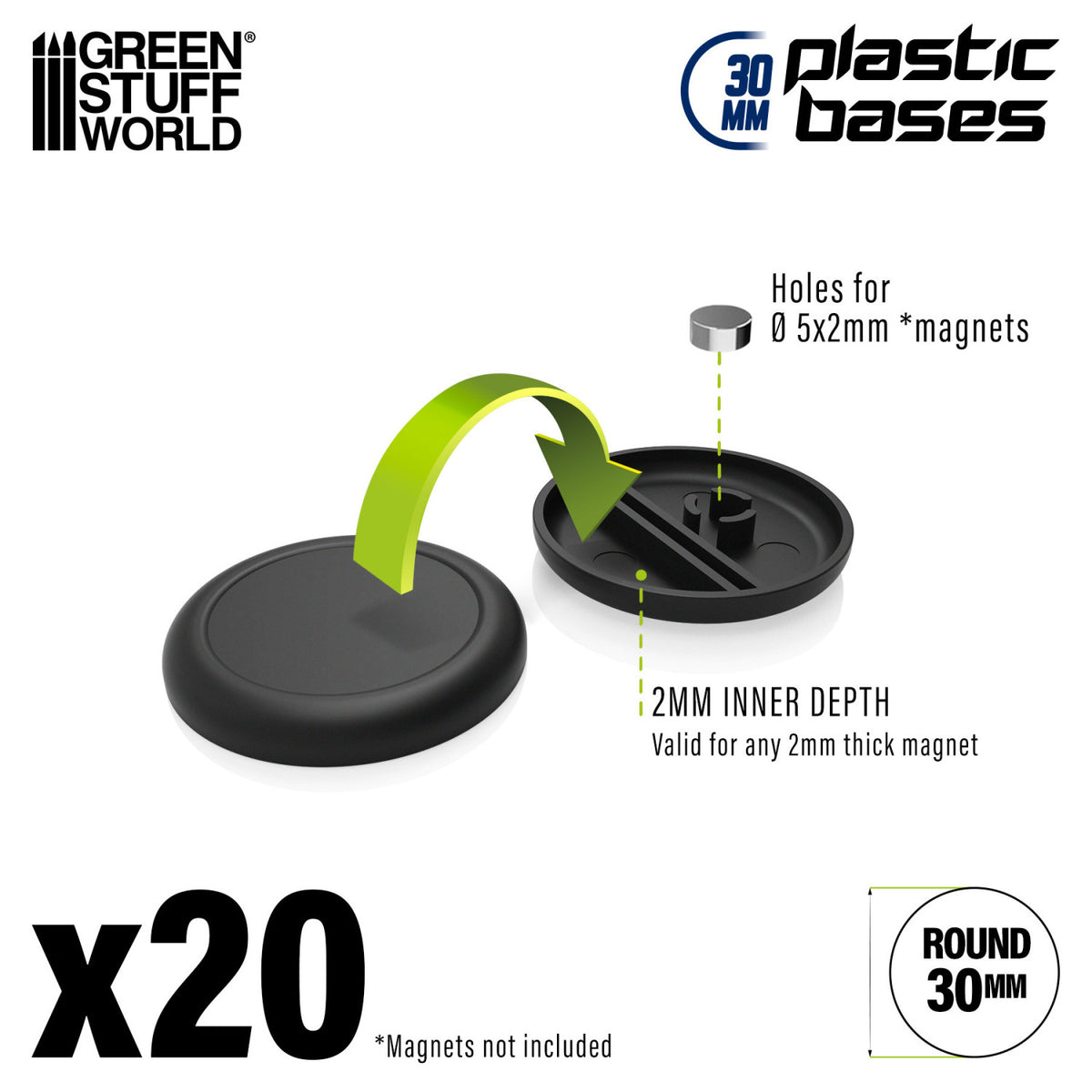Plastic Round Base with Lips 30mm (Pack x20) | Plastična Postolja 30mm