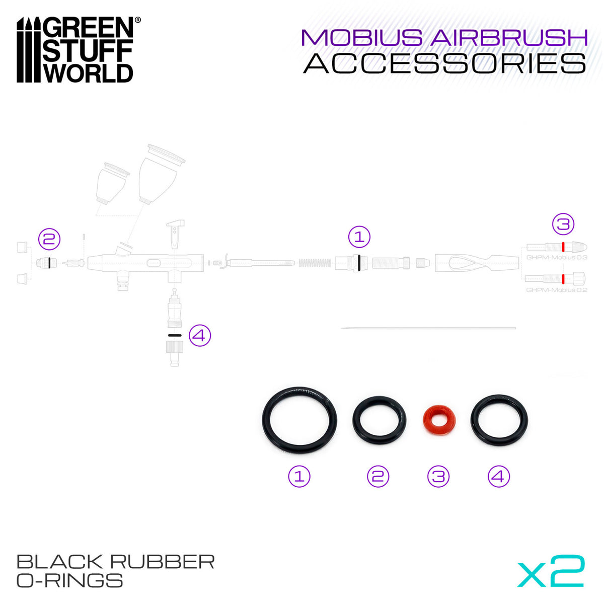 Gaahleri Mobius Airbrush Black O-Rings | Crni O-Prstenovi za Mobius Airbrush