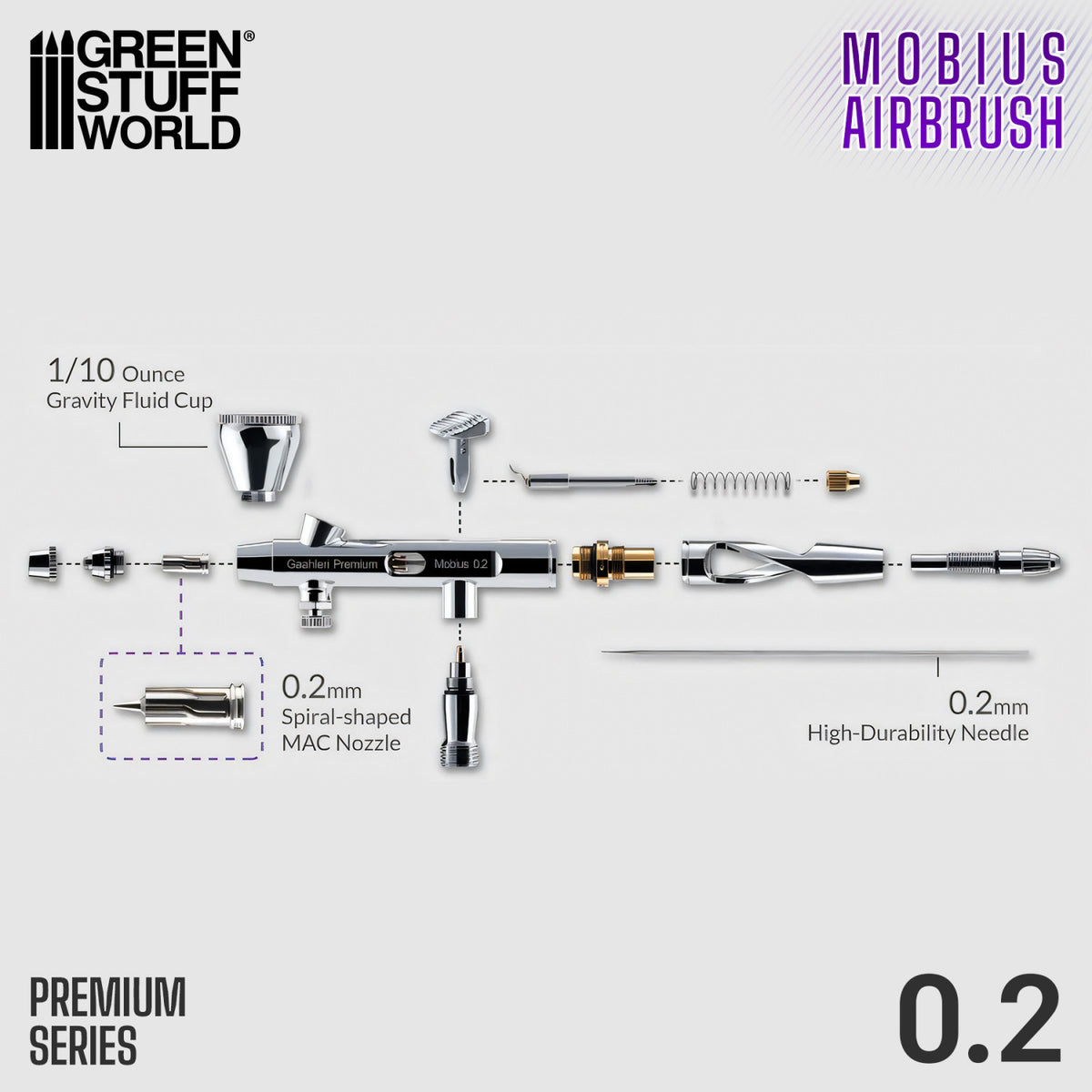 Gaahleri Premium Series GHPM-Mobius Airbrush 0.2mm | Airbrush 0,2 mm
