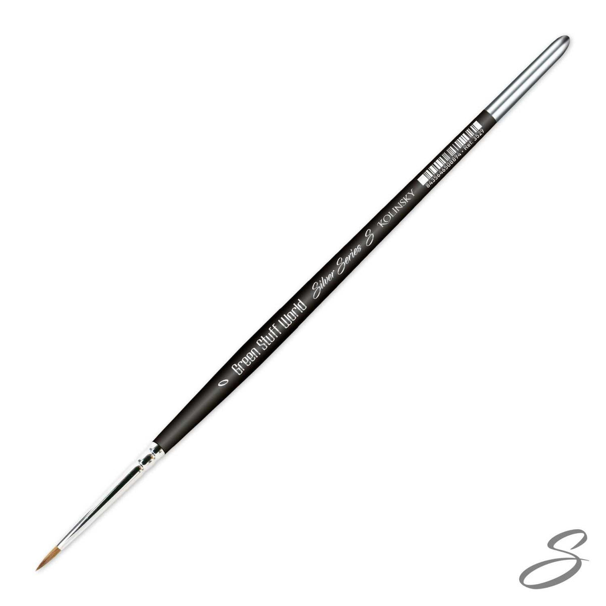 Kolinsky Brush SILVER SERIES (S) Size 0, četkica za minijature, Green Stuff World