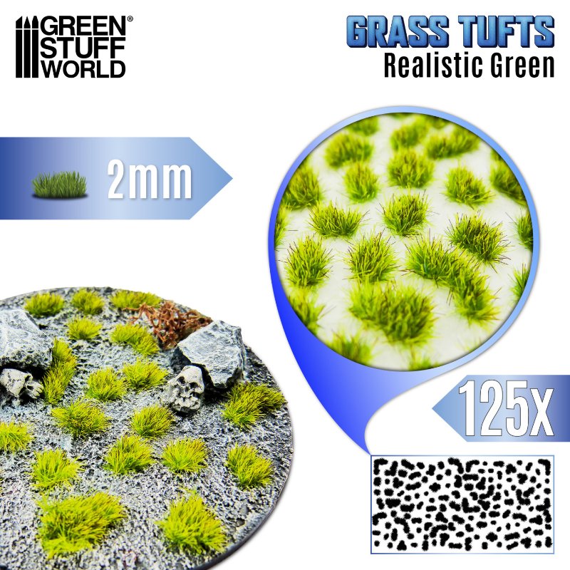 Static Grass Tufts 2mm Realistic Green | Buseni trave 2mm realistična zelena