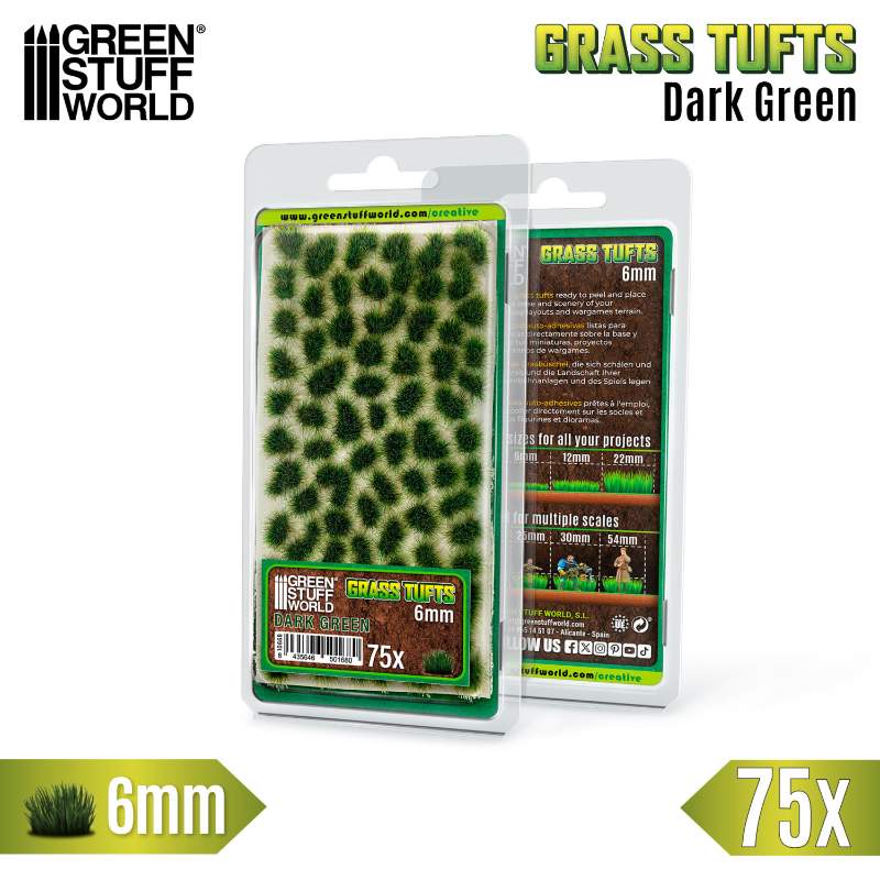 Static Grass Tufts 6mm Dark Green (75 pcs) | Buseni trave 6mm tamno zeleni (75 kom)