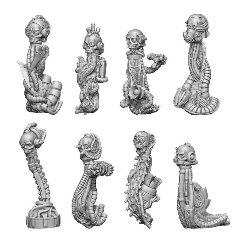 3D Printed Servo Skulls Set | 3D štampane lobanje (8 kom, 1:48 razmera)