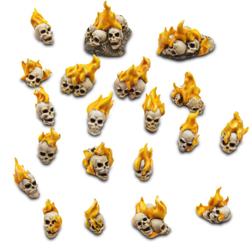 Flaming Resin Skulls Set | 3D štampane plamene lobanje (30 kom, 1:48 razmera)