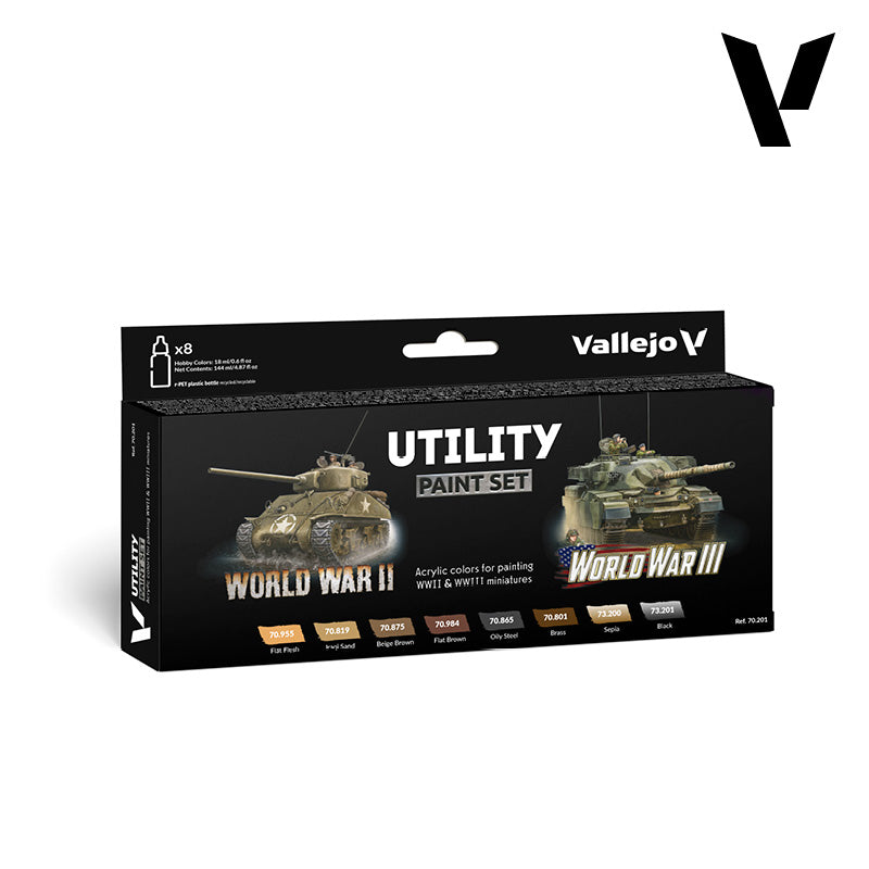 Vallejo Utility Paint Set WWII & WWIII - Tematski Set (8 Boja) 70201 - front