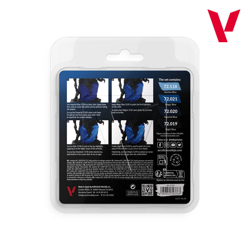 Vallejo Blue Color Set - Game Color Set (4 Boja x 18ml) 72376 - back
