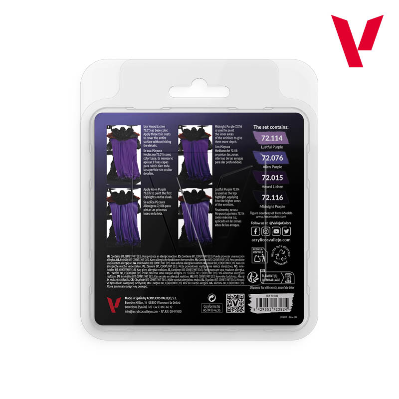 Vallejo Purple Color Set - Game Color Set (4 Boja x 18ml) 72382 - back
