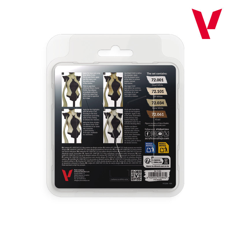 Vallejo White Color Set - Game Color Set (4 Boja x 18ml) 72386 - back