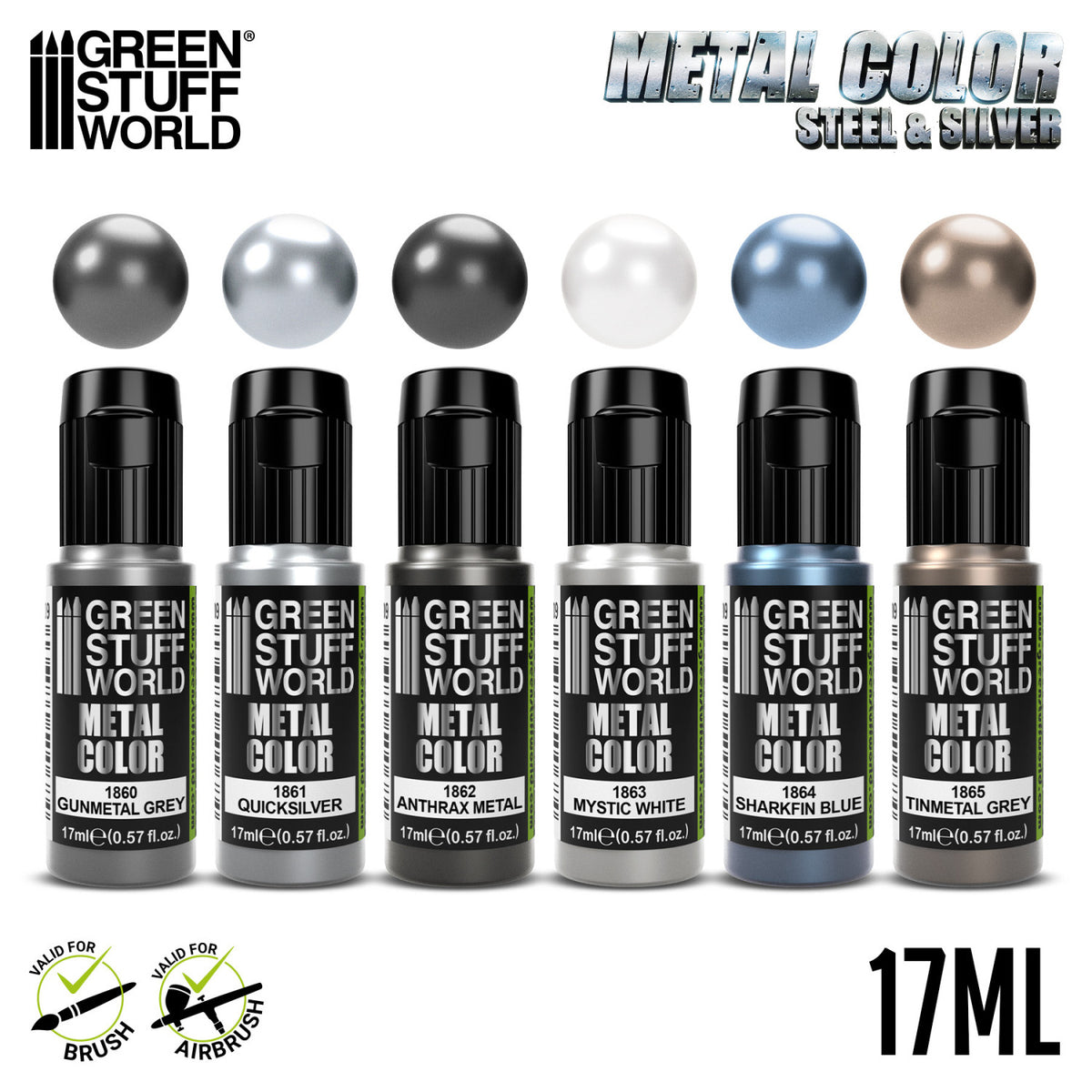 Metallic Paints Set - Silver | Set Akrilnih Boja x6