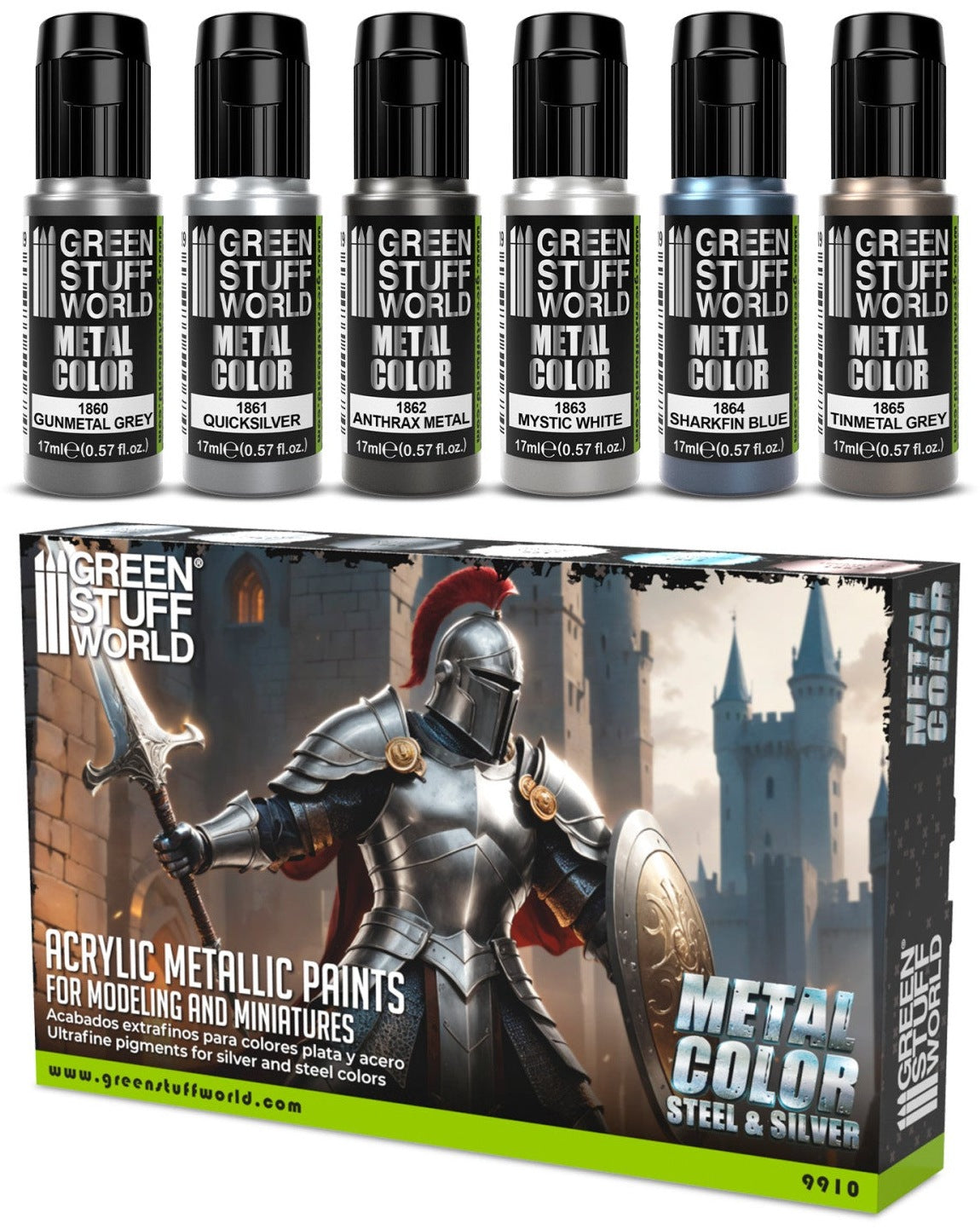 Metallic Paints Set - Silver | set akrilnih boja za minijature