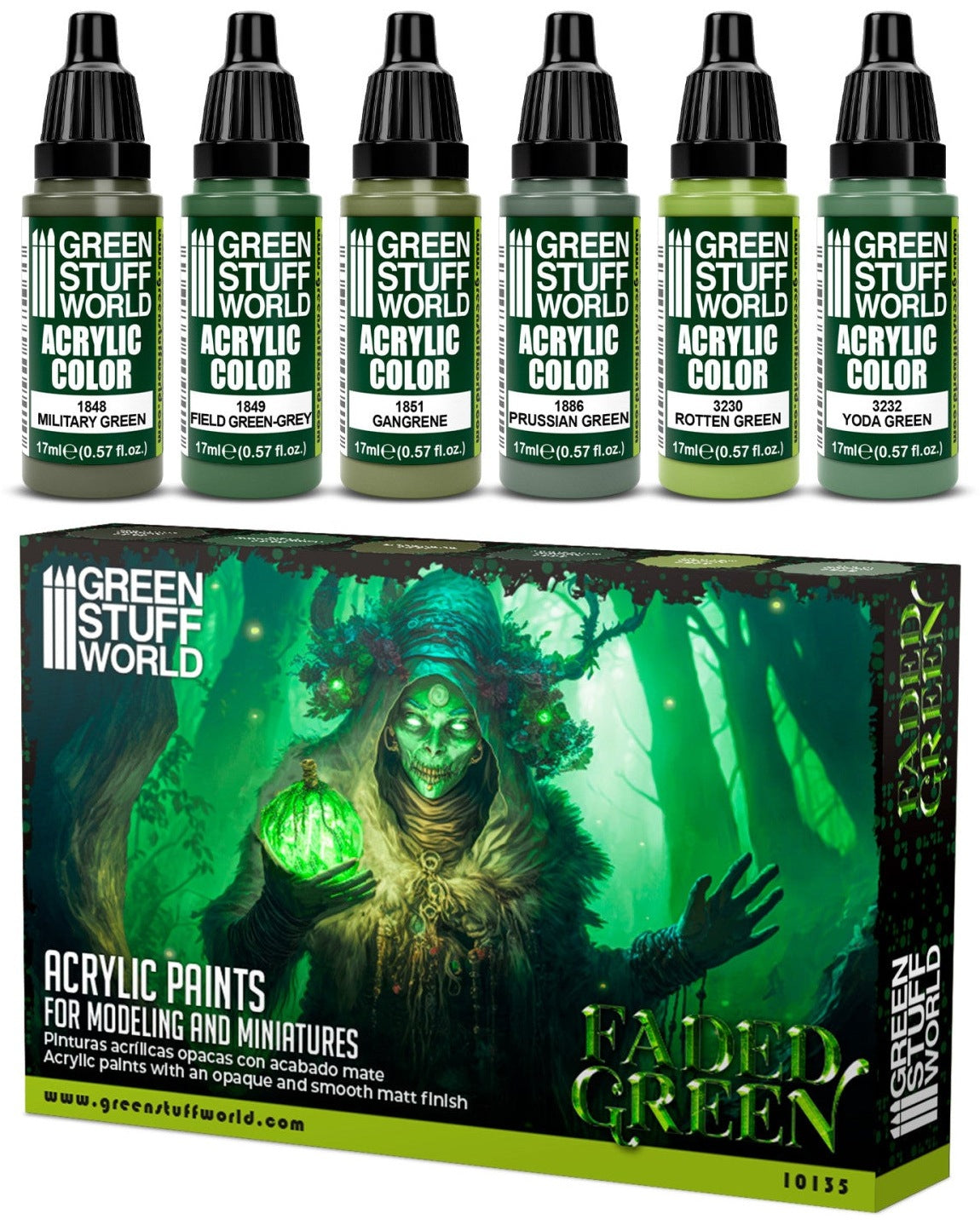 Paint Set - Faded Green | set akrilnih boja za minijature