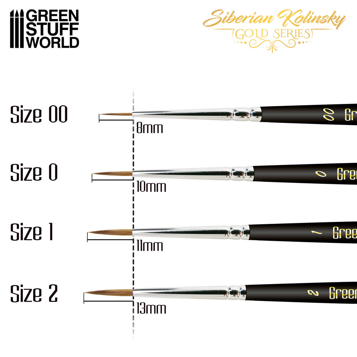 Premium Kolinsky Brush Set - GOLD SERIES | Set Četkica od Dlake Sibirske Kune