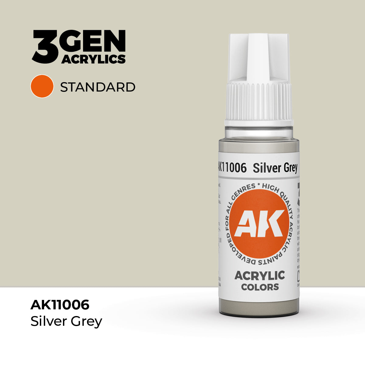 AK Interactive Silver Grey 17ml - 3rd Gen Akrilna Boja AK11006 - front