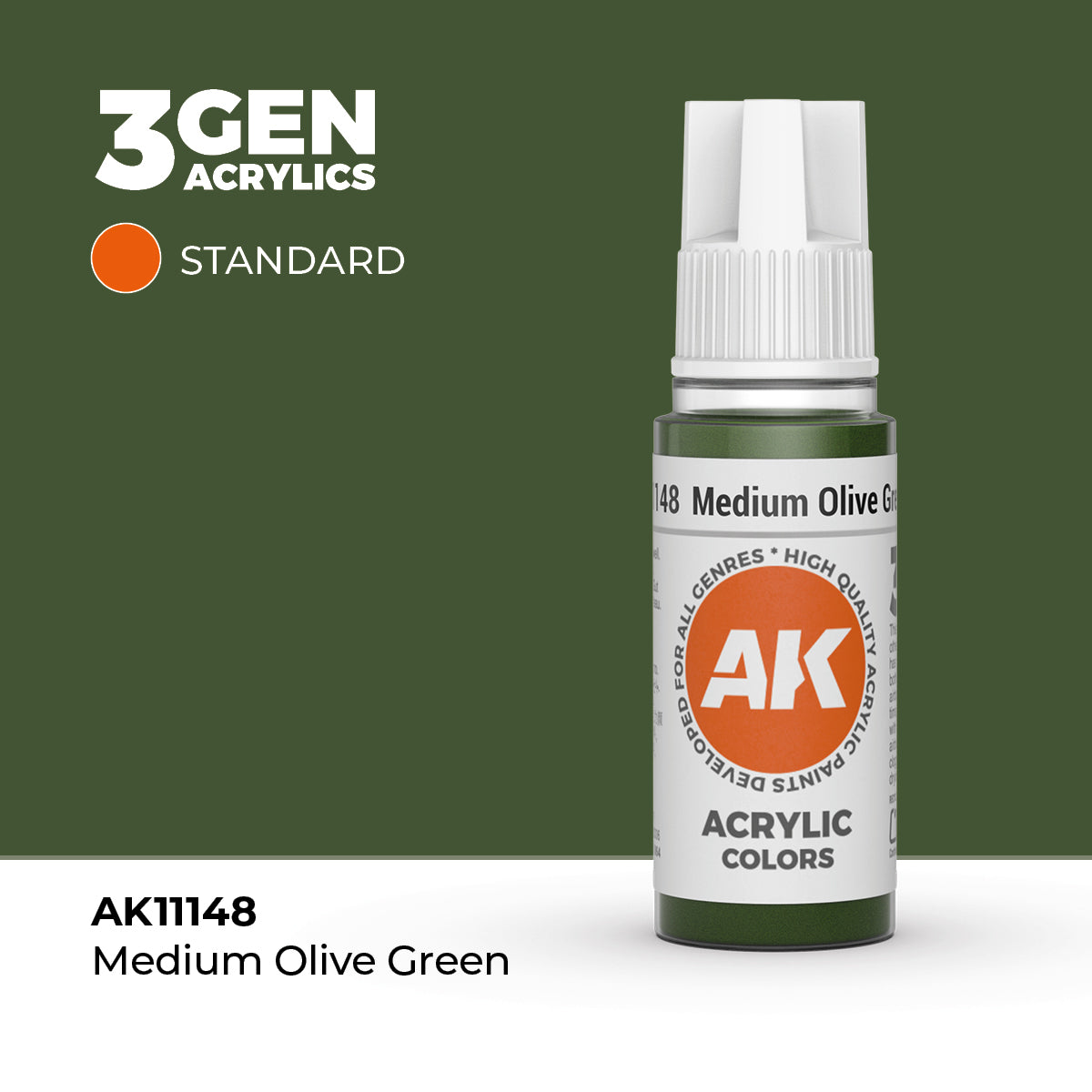 AK Interactive Medium Olive Green 17ml - 3rd Gen Akrilna Boja AK11148 - front