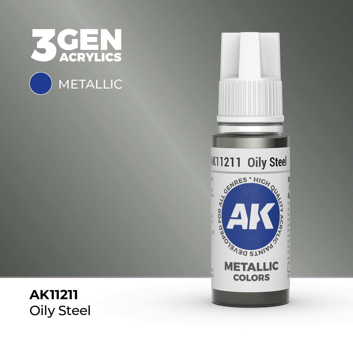AK Interactive Oily Steel 17ml - 3rd Gen Akrilna Boja AK11211