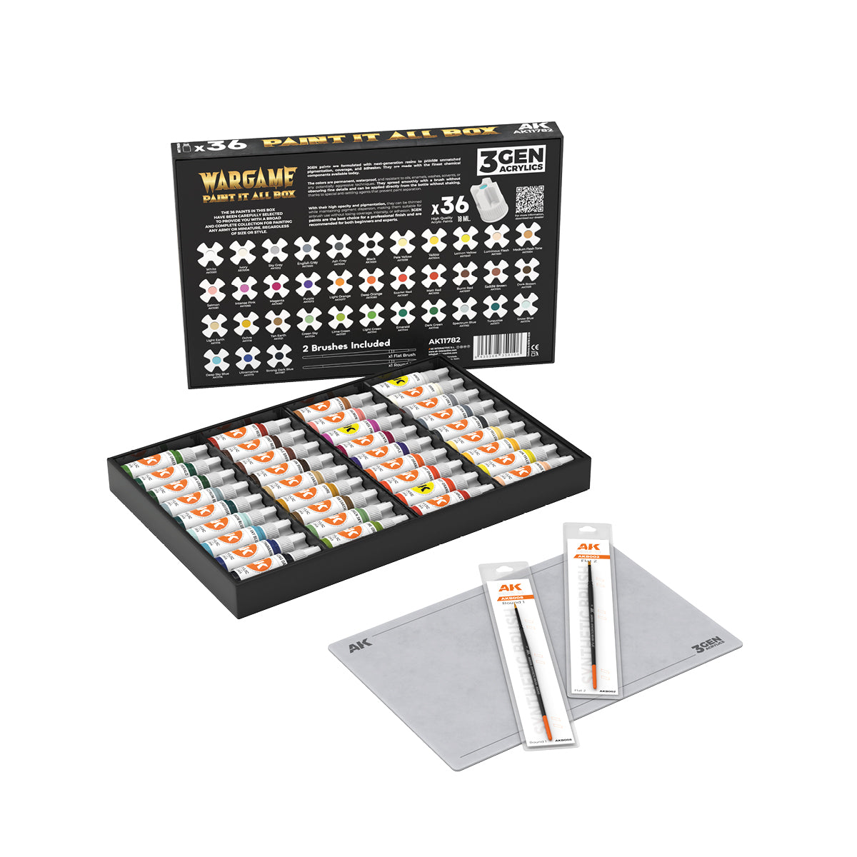 AK Interactive Wargame Color Set - 36 Boja x 17ml - 3rd Gen Briefcase AK11782 - front
