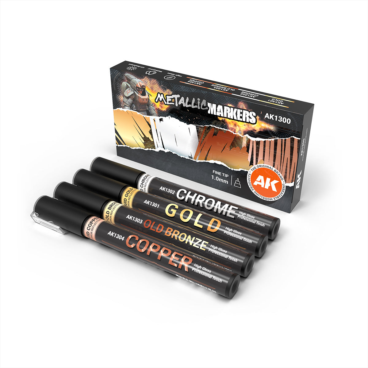 AK Interactive Metallic Markers Set (4 markera) - AK1300