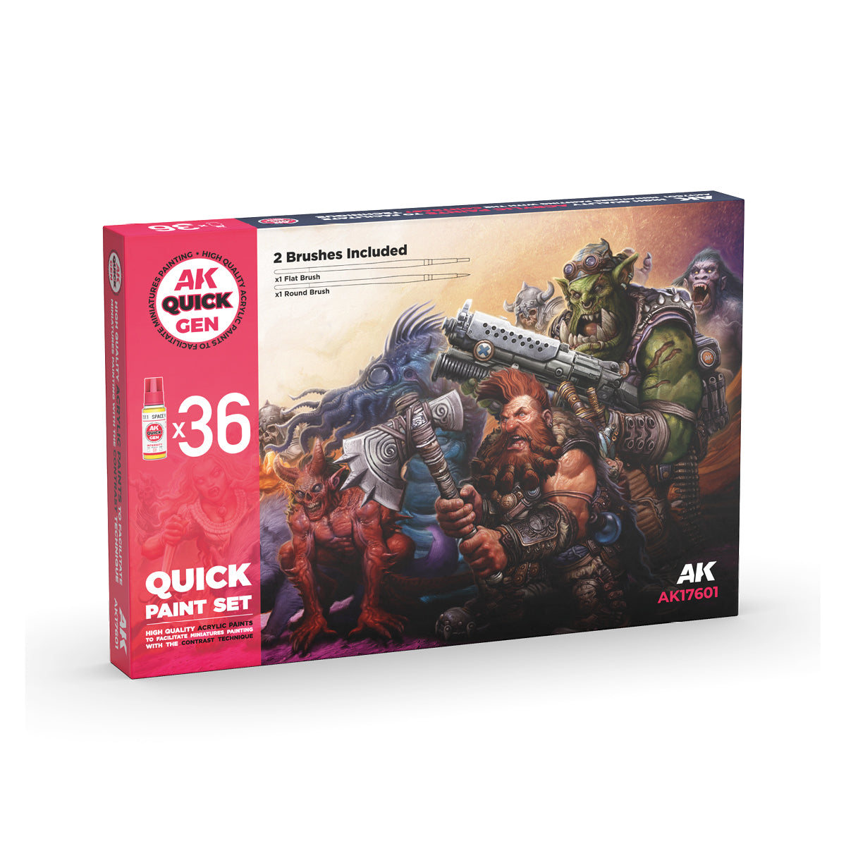 AK Interactive Quick Paint Set - 36 Quick Gen Boja (+2 Četkice) AK17601