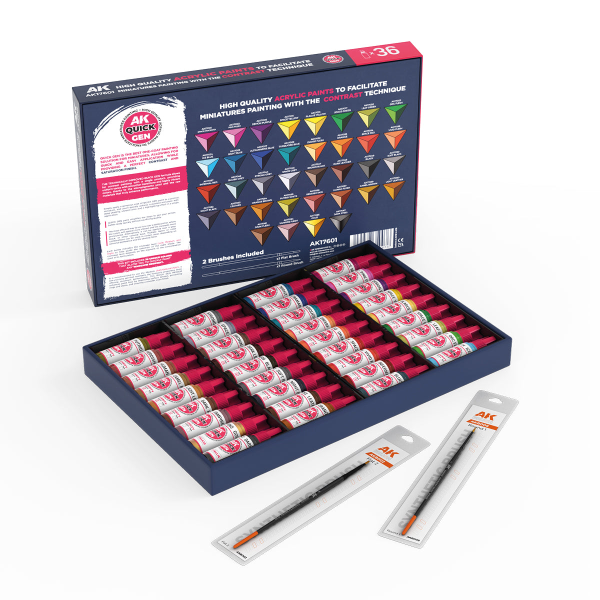 AK Interactive Quick Paint Set - 36 Quick Gen Boja (+2 Četkice) AK17601