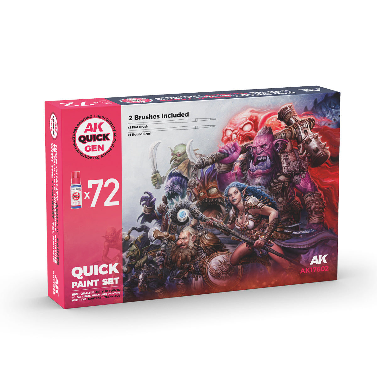 AK Interactive Quick Paint Set - 72 Quick Gen Boje (+2 Medium 18ml +2 Četkice) AK17602