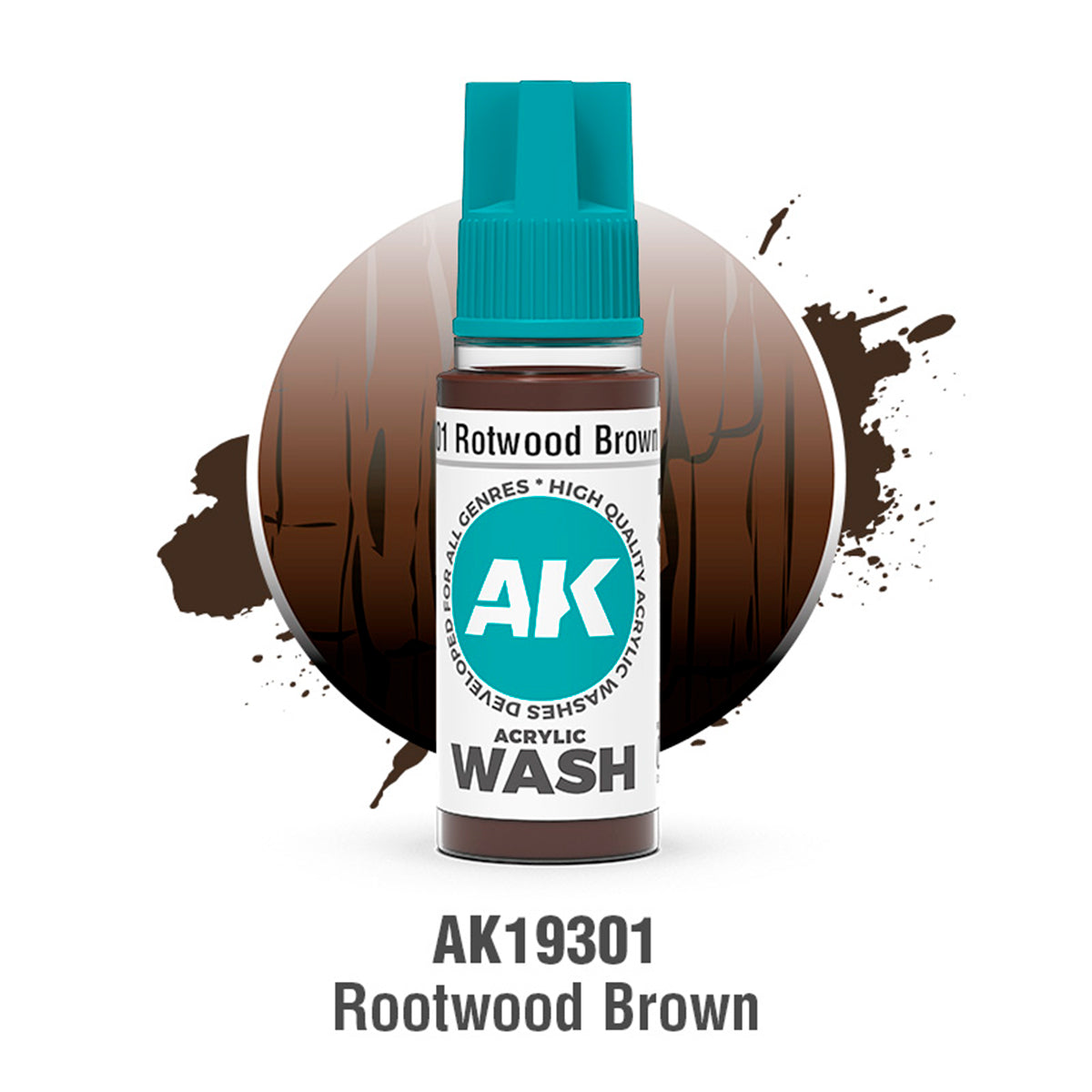 AK Interactive Marrón Madera Podrida - Lavado Acrílico Wash 18ml - AK19301 - front