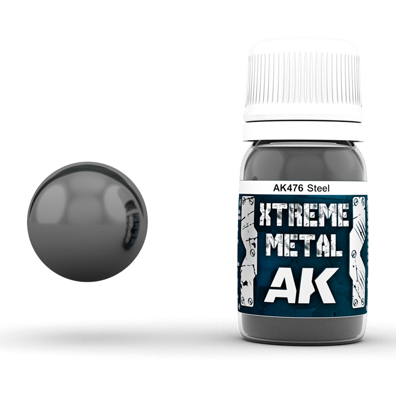 AK Interactive Xtreme Metal Steel 30ml AK476, metalik boja za minijature