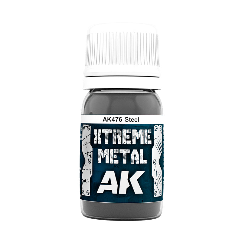 AK Interactive Xtreme Metal Steel 30ml AK476, metalik boja za minijature, slika 2