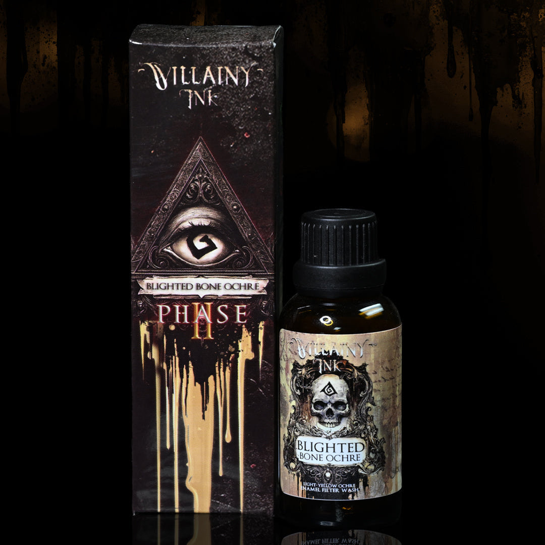 Villainy Ink - BLIGHTED BONE OCHRE (Phase II) | Yellow Ochre Enamel | Filter Effect for Miniature Painting - VI-0013