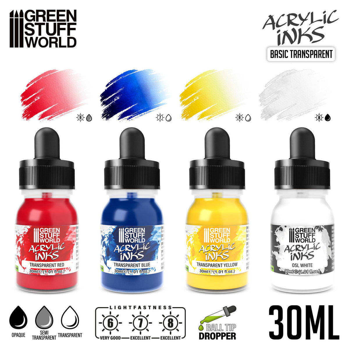 Transparent Acrylic Inks Set - 4 boje | Transparentni inkovi