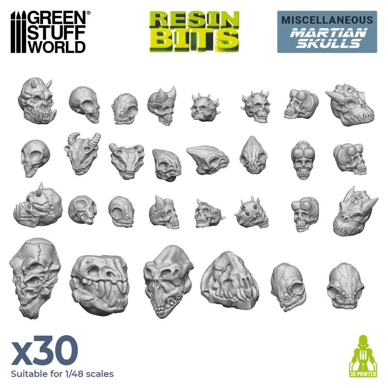 3D Printed Alien Skulls Set | 3D štampane alien lobanje (21 kom, 1:48 razmera)