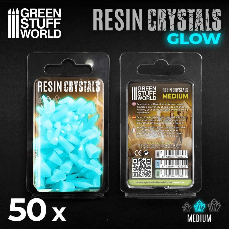 Aqua Turquoise Glow Resin Crystals Medium | Svetleći tirkizni smolasti kristali srednji 9-16mm (50 kom)