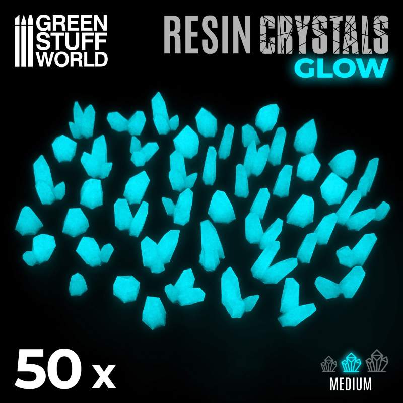 Aqua Turquoise Glow Resin Crystals Medium | Svetleći tirkizni smolasti kristali srednji 9-16mm (50 kom)