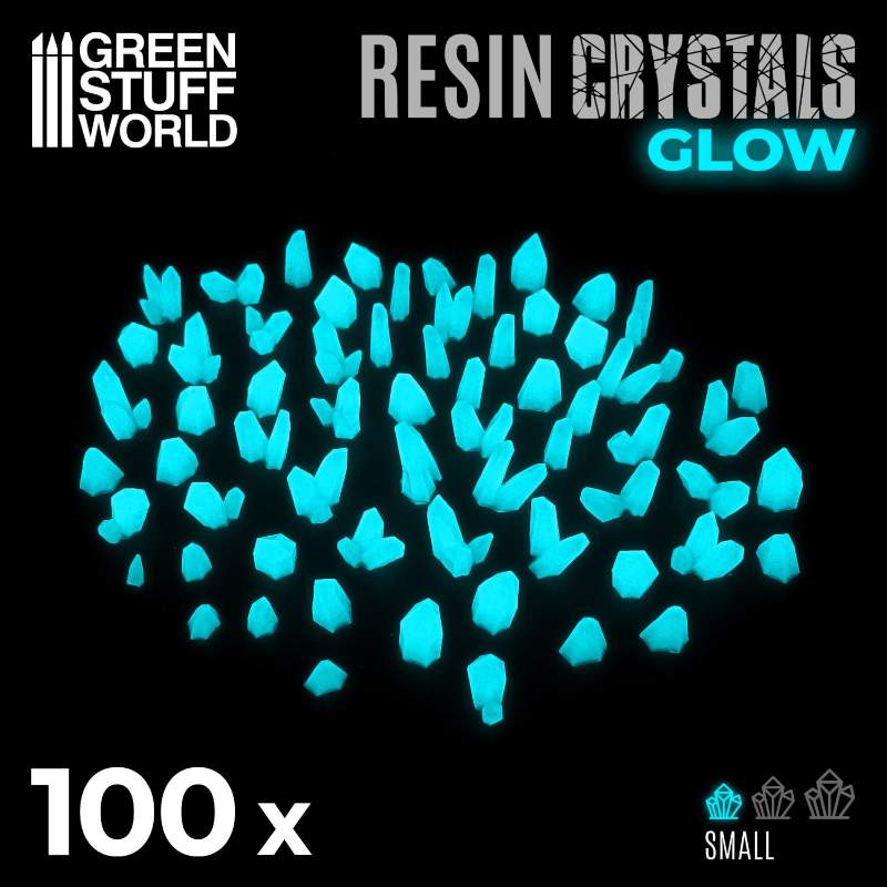 Aqua Turquoise Glow Resin Crystals Small | Svetleći tirkizni smolasti kristali mali 6-12mm (100 kom)