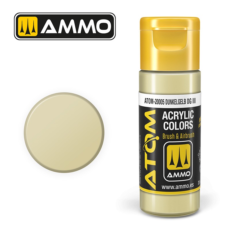 Ammo ATOM Color Dunkelgelb DG III FS27855 akrilna boja za makete

Dunkelgelb boja za nemačka vojna vozila