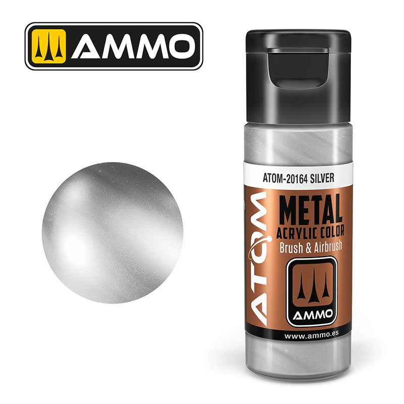 Ammo ATOM Metallic Silver akrilna boja za makete

Metalik srebrna boja za modelarstvo